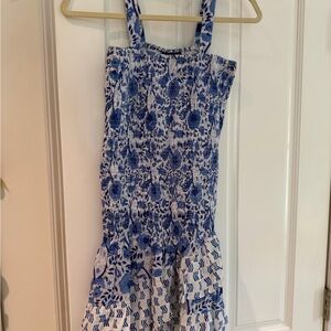 Blue Floral Smocked Sundress - Women